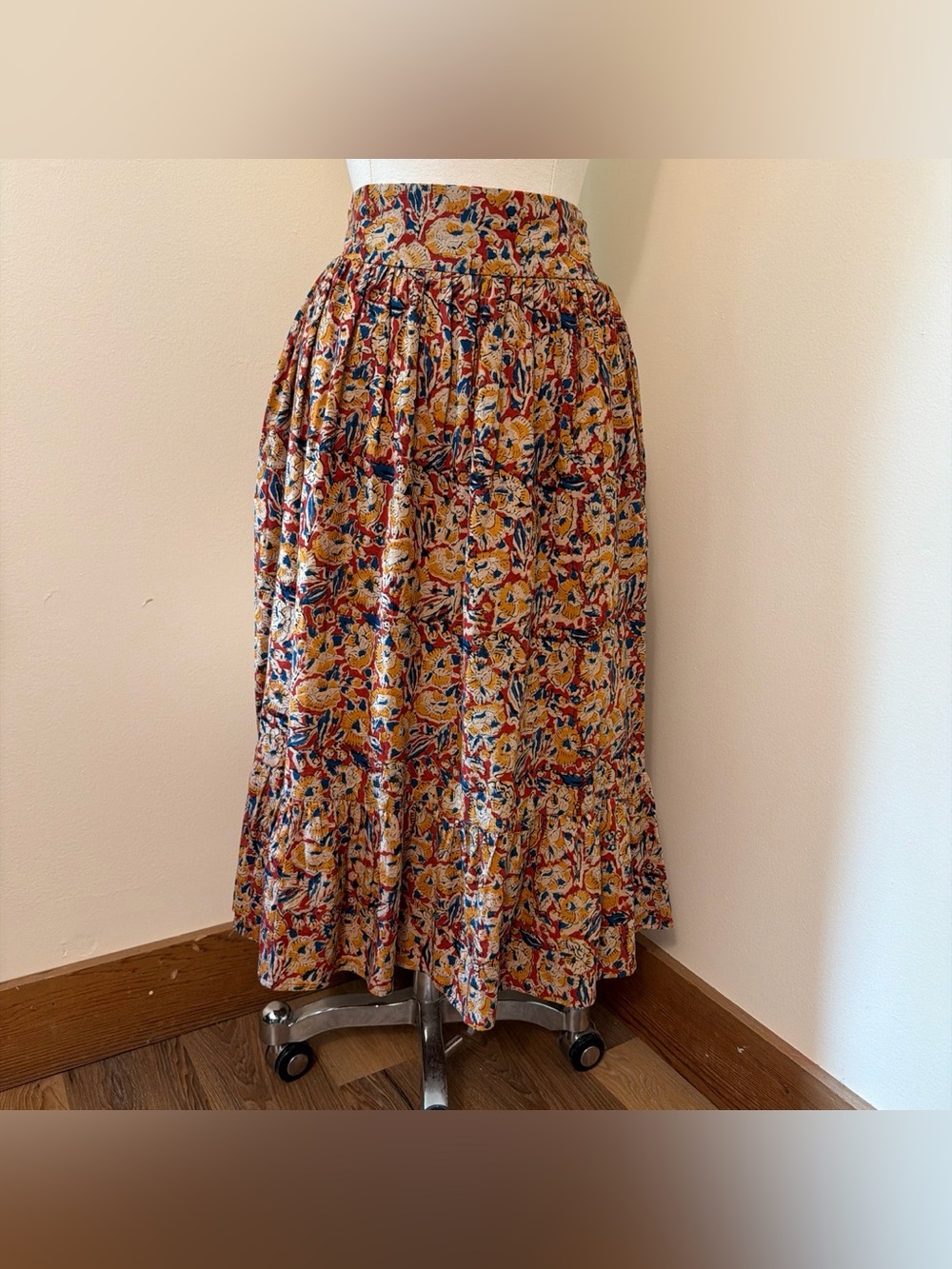 Mata Traders Cotton Floral Ruffle Skirt S